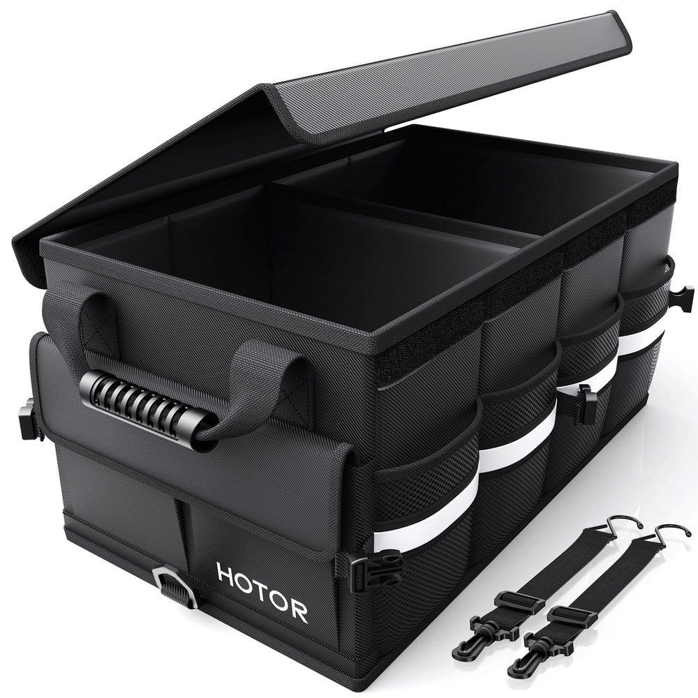 HOTOR car trunk organizer main compartments for easy access