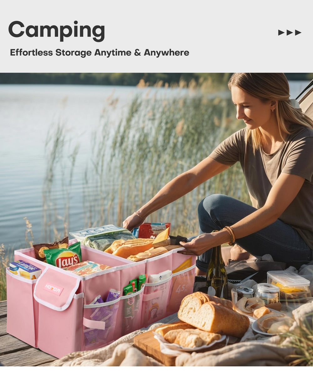 HOTOR pink trunk organizer suitable for SUVs and sedans.