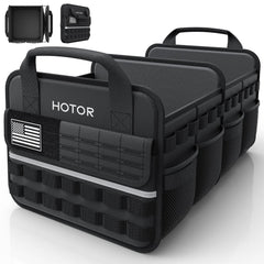 HOTOR Tactical Trunk Organizer foldable for SUV storage and compact transport.