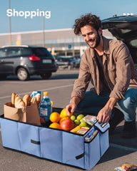 HOTOR Trunk Organizer folds flat for compact storage.
