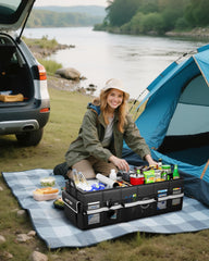HOTOR trunk organizer with heavy-duty handles for easy carrying