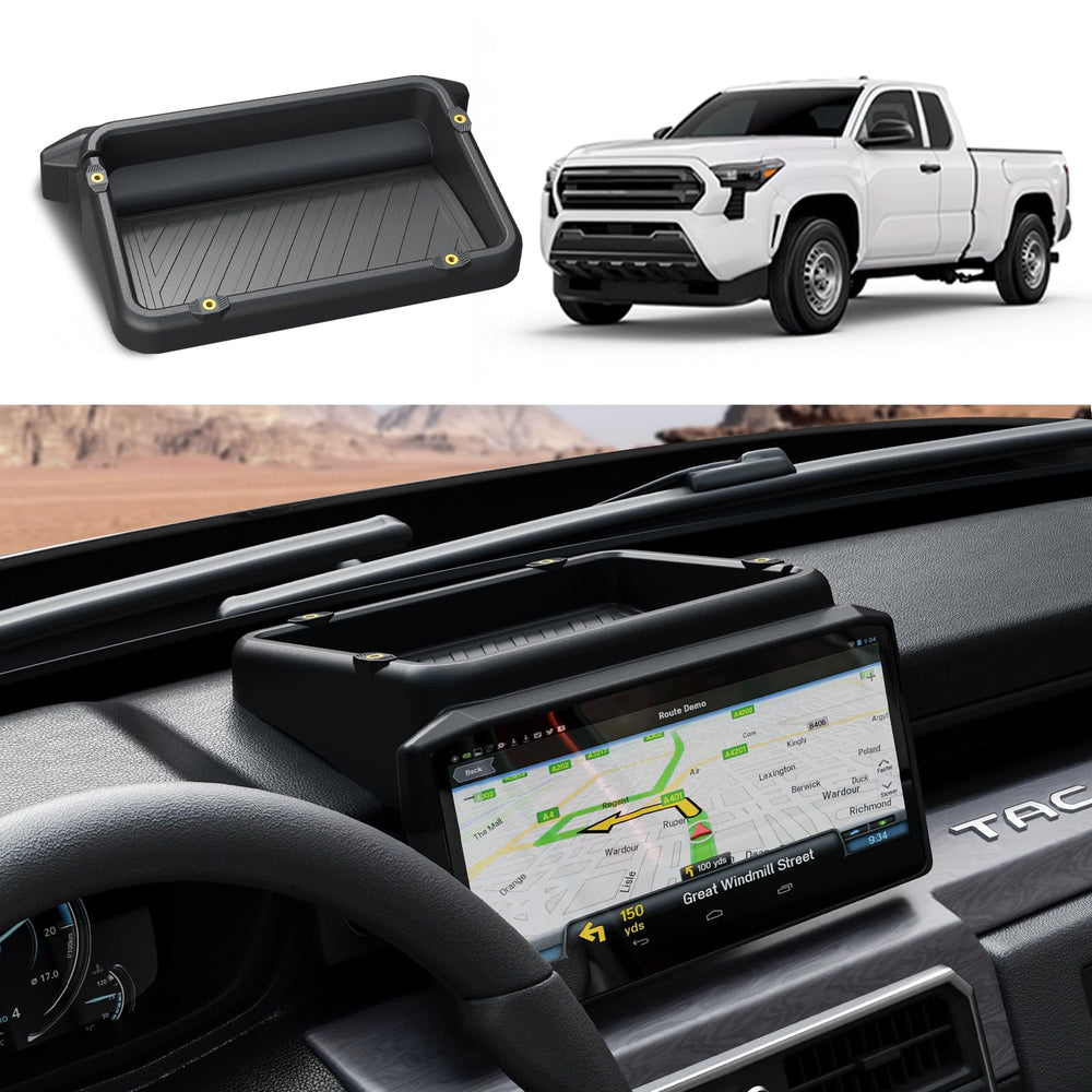 Houclemic dashboard behind screen 8-inch Tacoma keeps essentials neatly organized.