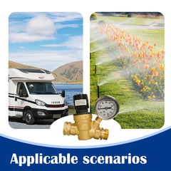 Hourleey regulator simplifies setup and protects RV plumbing on trips.