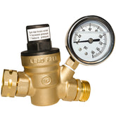 Hourleey water pressure regulator with brass gauge for safe RV supply