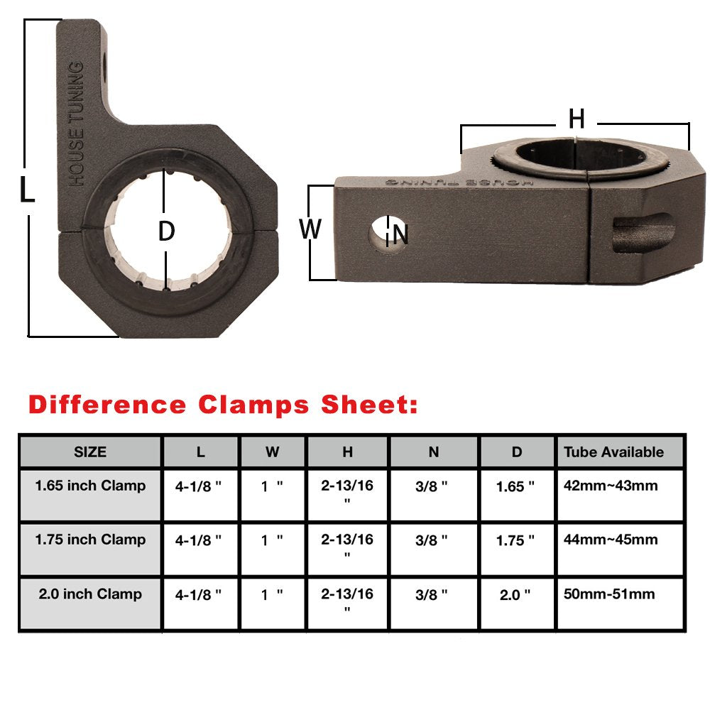 House Tuning universal 1.75 inch clamp securing a LED light bar on a vehicle roof