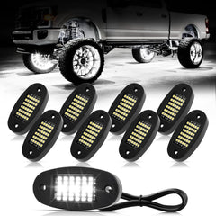 Hovano 8 pods white rock lights underbody illumination for safer night driving