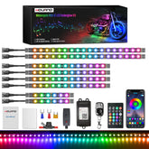 Hovano 8PCS Magic RGB LED light kit brake light enhances visibility for safer riding.