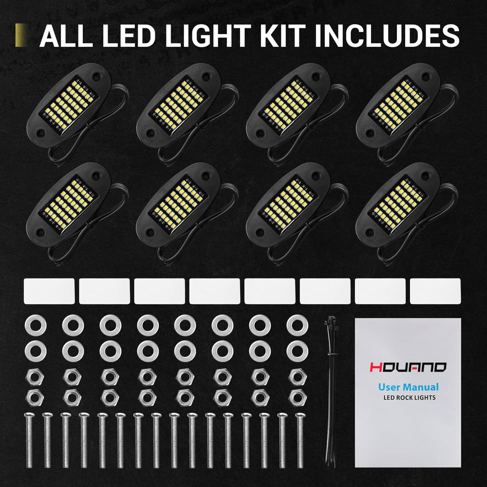 Hovano package includes mounting screws, tape, ties, and manual