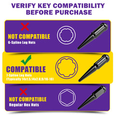 HOWBOW spike lug nuts socket key outer-inner diameter compatibility for secure fit.