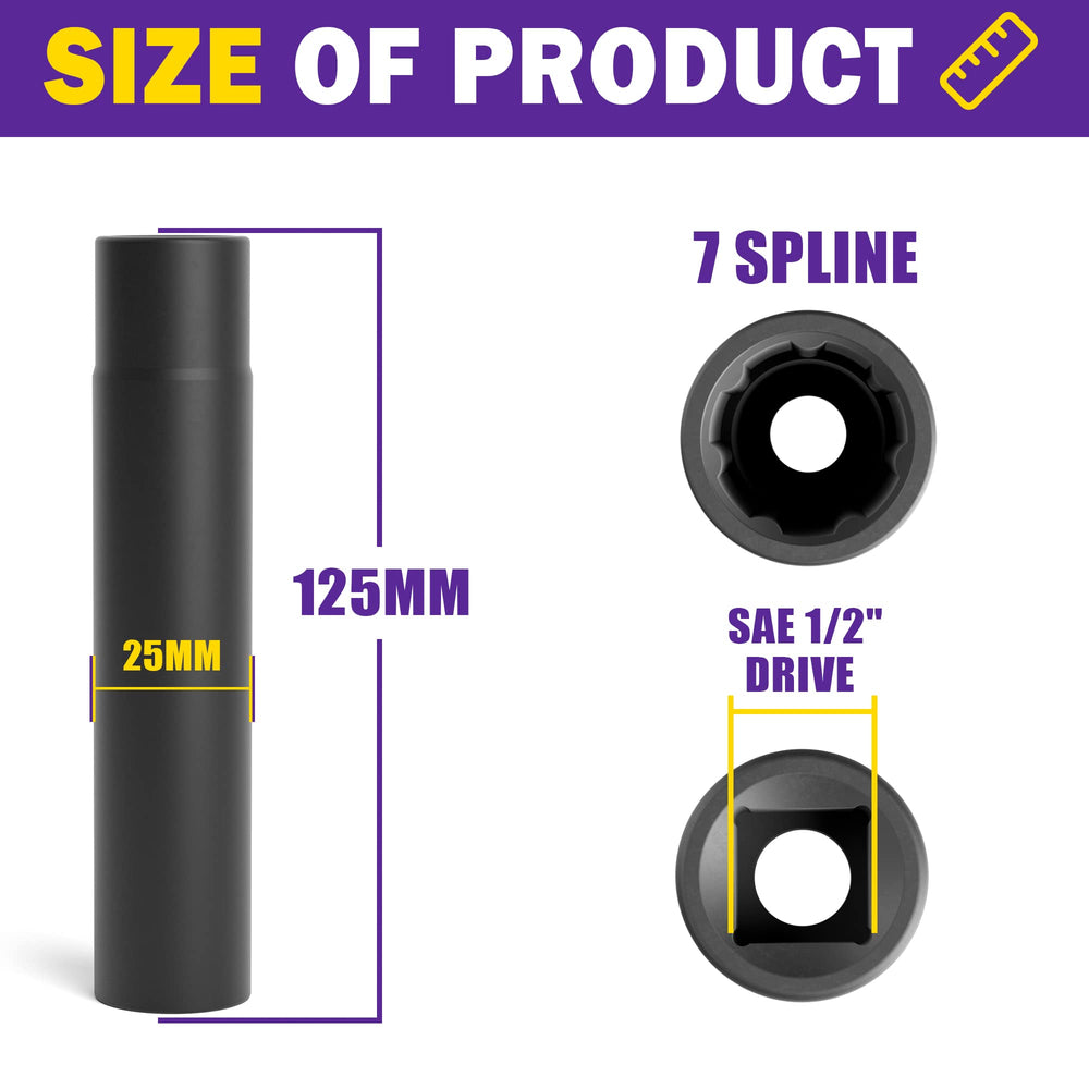 HOWBOW spike lug nuts socket key side profile, compact design for reach.