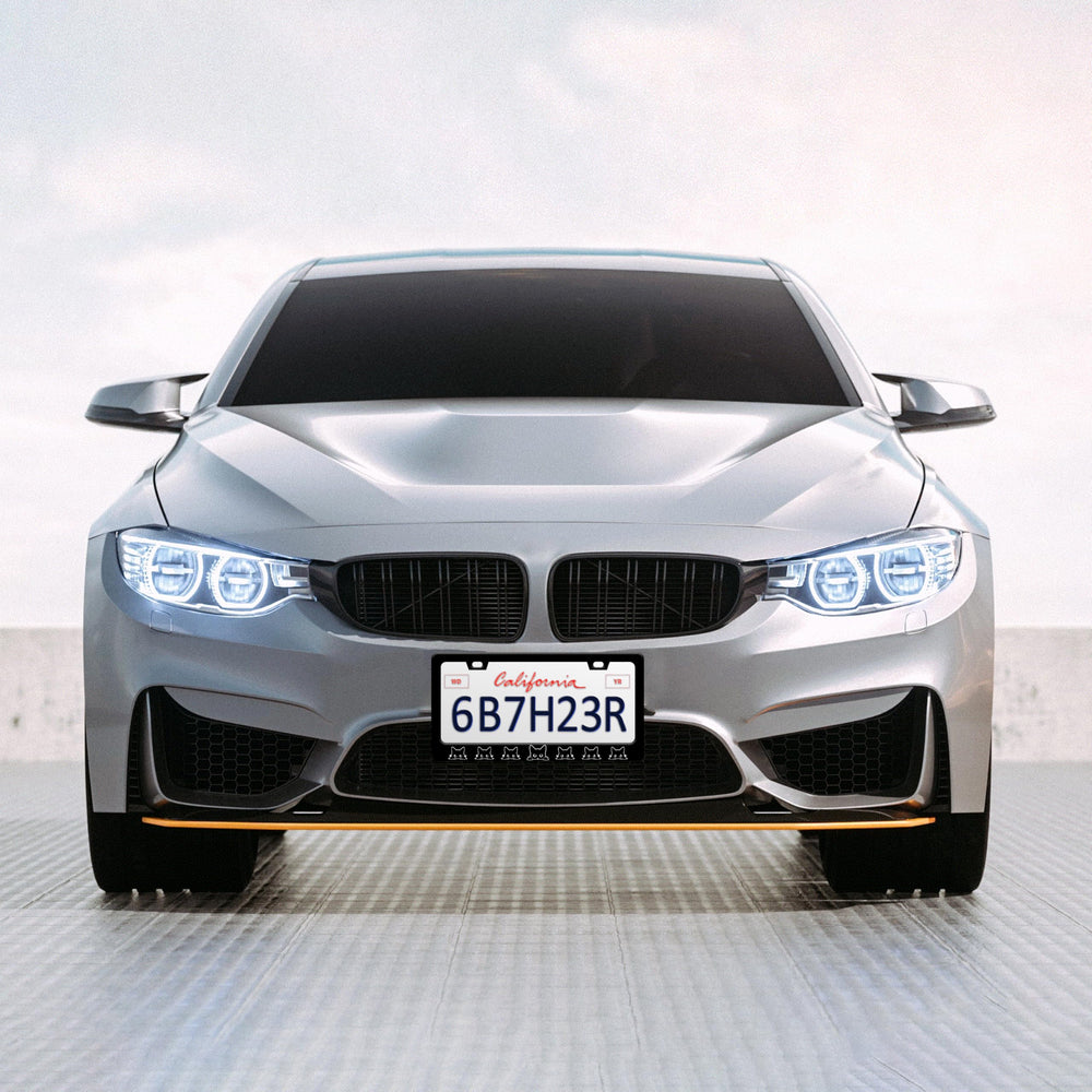 HOWKWAWY frame mounted on car demonstrates universal fit for US plates