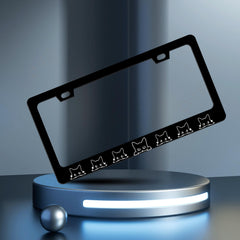 HOWKWAWY Black Cat license plate frame side view highlighting slim profile for easy installation