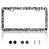 HOWKWAWY grey leopard license frame adds style and durability