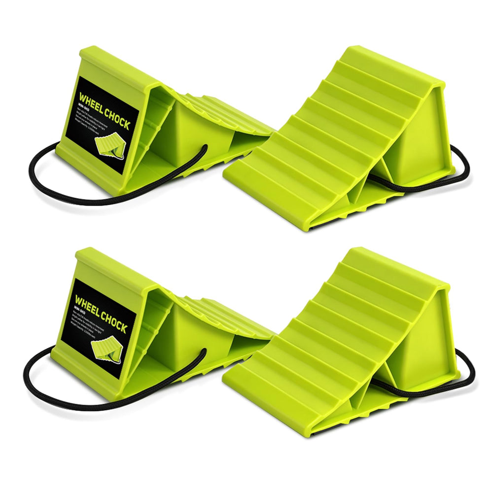 HOXWELL 2Pair wheel chocks pack shows compact design for travel and safety.