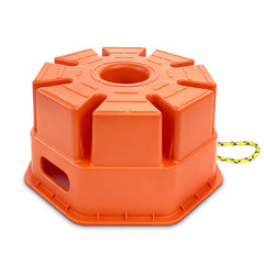HOXWELL 6in trailer jack block with handle shown for easy transport and setup.