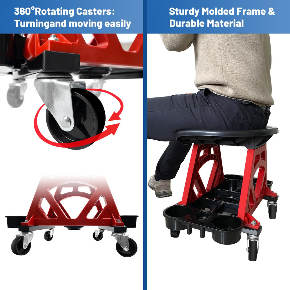 HOXWELL rolling stool with 360-degree casters for easy maneuvering.