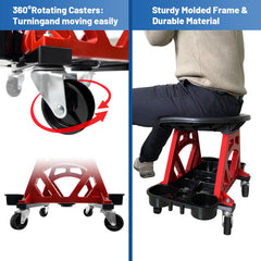 HOXWELL rolling stool with 360-degree casters for easy maneuvering.
