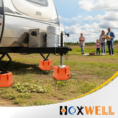HOXWELL outdoor-seat-ready jack block doubles as a campsite seat.
