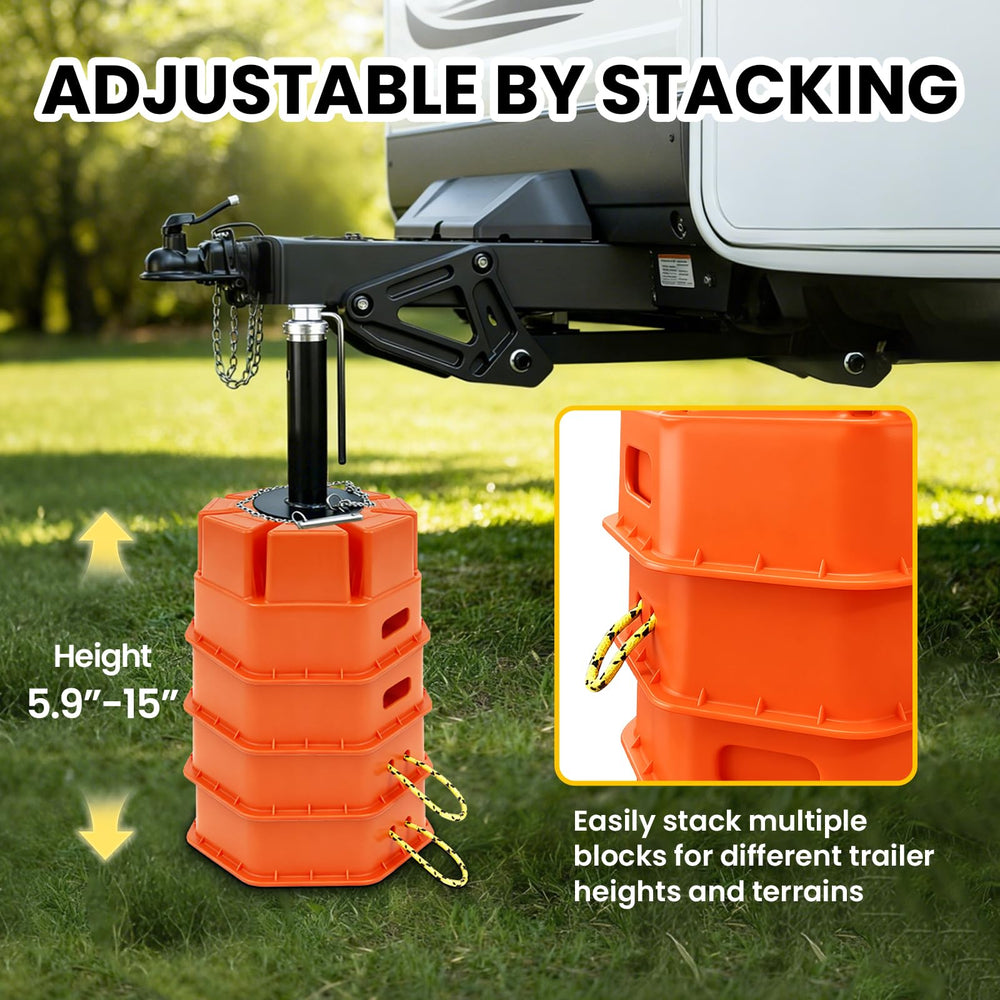 HOXWELL packable RV leveling block stores compactly between trips.