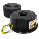HOXWELL RV jack block with stable base improves trailer leveling on uneven ground.