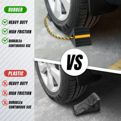 HOXWELL wheel chocks compatible with RVs trailers trucks and boats.