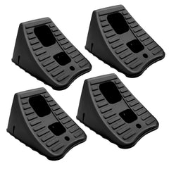 HOXWELL travel trailer wheel chocks in stackable design provide secure stability.