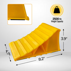HOXWELL triangular-structure wheel chocks show deep grooves for strong grip