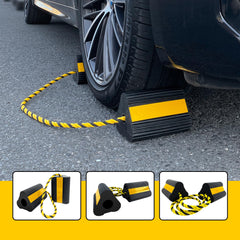 HOXWELL chocks placed before the tire for quick, stable setup.