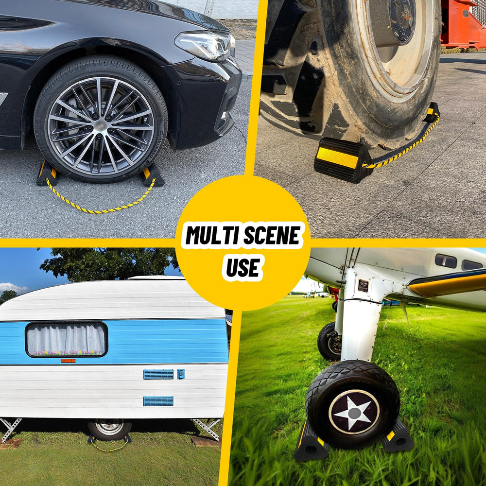 HOXWELL non-slip rubber chocks prevent tire slippage on any surface.