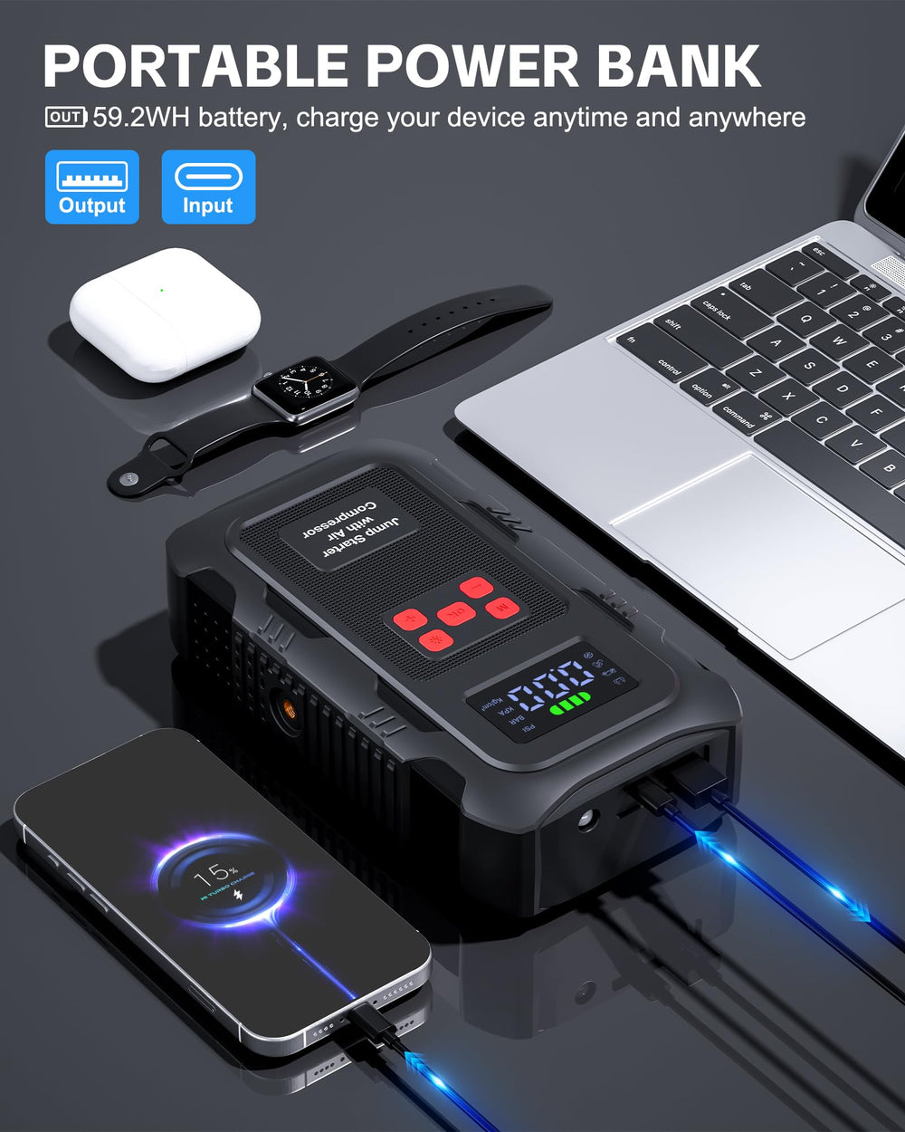 HPBS 5000A powers USB devices on the go.