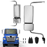 Hpdmauto chrome door mirror left driver side for 2011+ Hino enhances wide-angle rear visibility