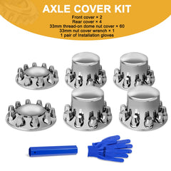 HQALTY semi-truck wheels showcase chrome axle covers enhancing overall appearance.