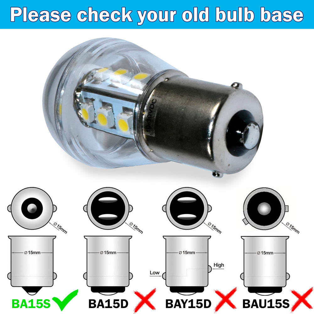 HQRP 6000-7000K cool white BA15S LEDs for precise work lighting