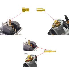 HRJZF brass carb jets close-up for easy installation