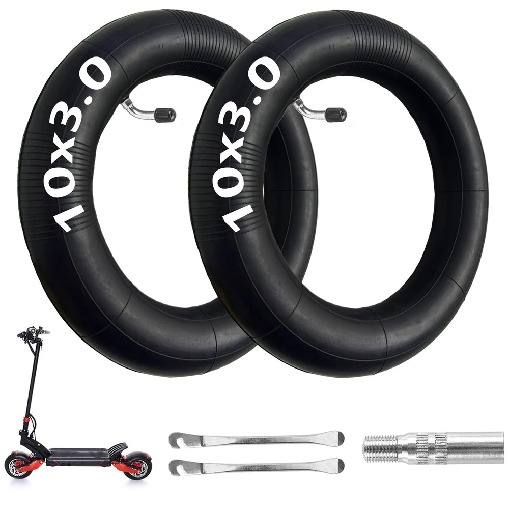 Hromra 10x3 inner tube with valve extension for easy inflation on 10-inch scooters.