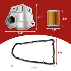 Hsbang transmission filter kit compatibility label shows supported models