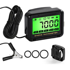 HTPREC digital tachometer front view for precise RPM tracking on small engines