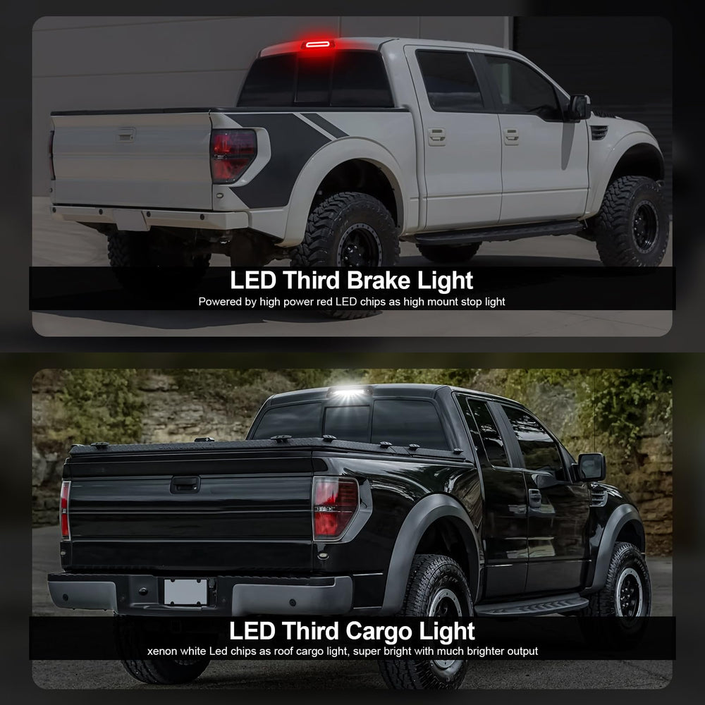 HTZCMOTO LED 3rd brake light installed on F-150 tailgate improves signaling.