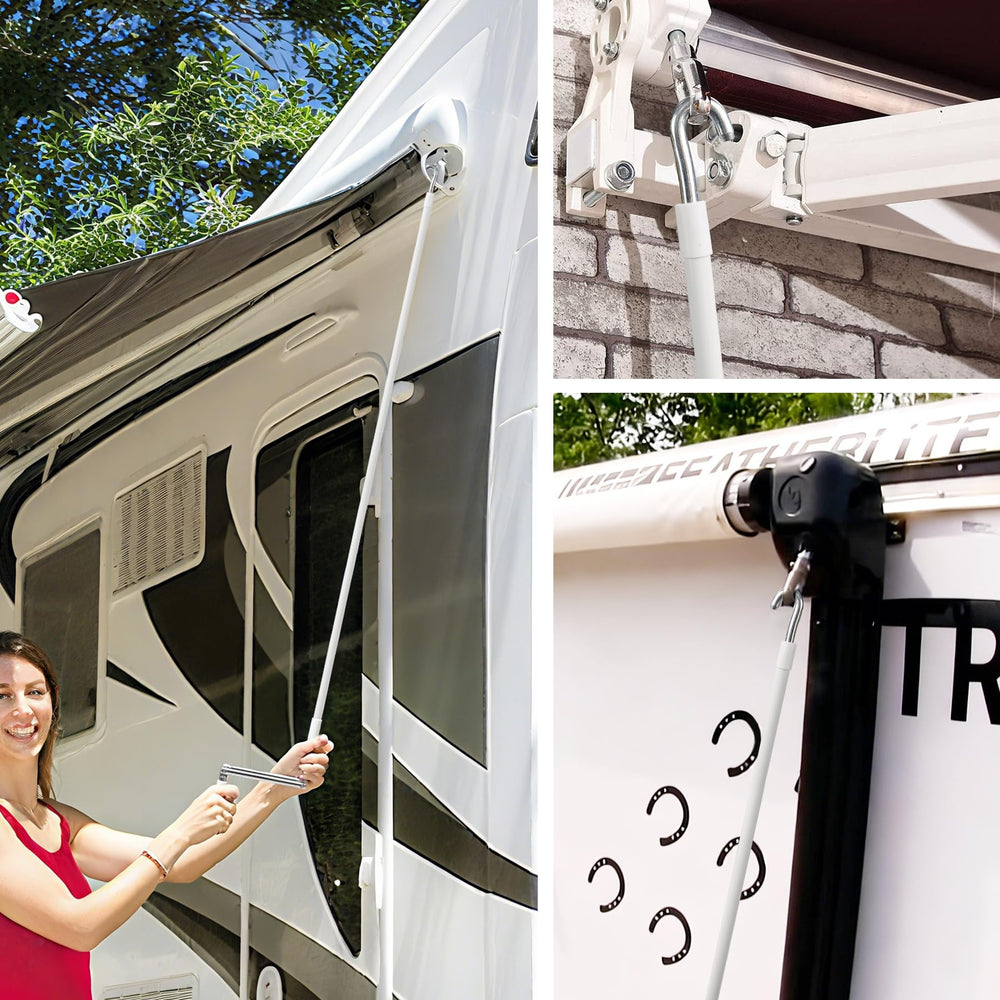 HUAALIUCHE compatible with manual retractable awnings and roller shades.