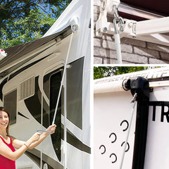 HUAALIUCHE compatible with manual retractable awnings and roller shades.