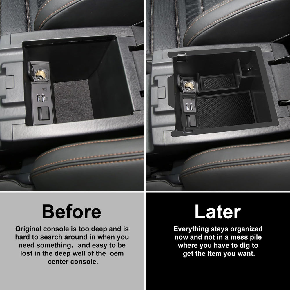 Hugeek center console organizer with anti-slip mat prevents items from shifting during drives.