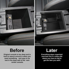 Hugeek center console organizer with anti-slip mat prevents items from shifting during drives.