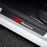 HUIANTS 4Pcs car door sill protector with carbon fiber texture for sleek protection.