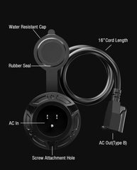 HulkGoo integrated extension cord inlet for flexible outdoor power access