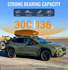 HmmtyRack aluminum crossbars provide sturdy, reliable support for luggage and gear.