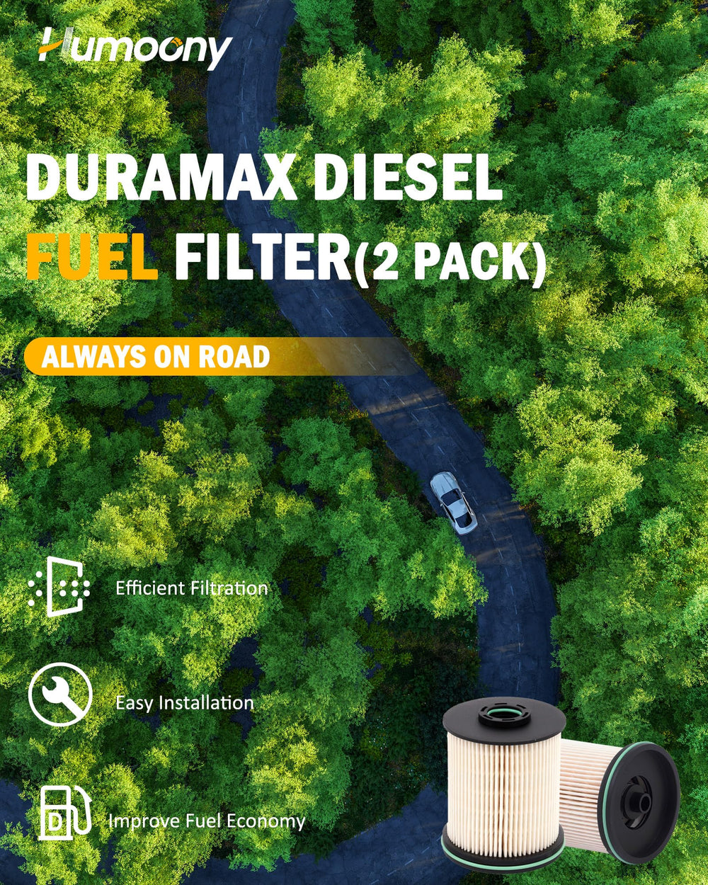 Humoony label and rugged housing designed for diesel durability.
