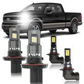 HUOKEDS F-150 dual-beam bulbs delivering crisp 6500K white light for night driving