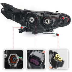 Huray halogen headlight assembly for Sentra enhances clear lens and housing durability.