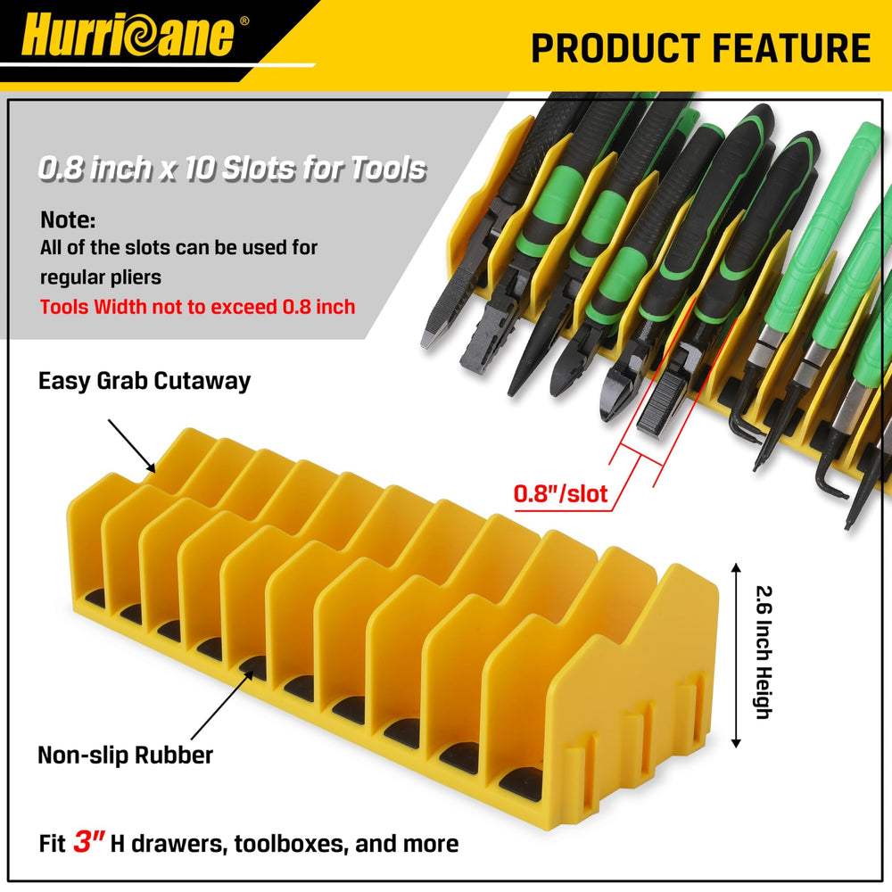 Hurricane drawer base non-slip prevents tool clutter and slips.