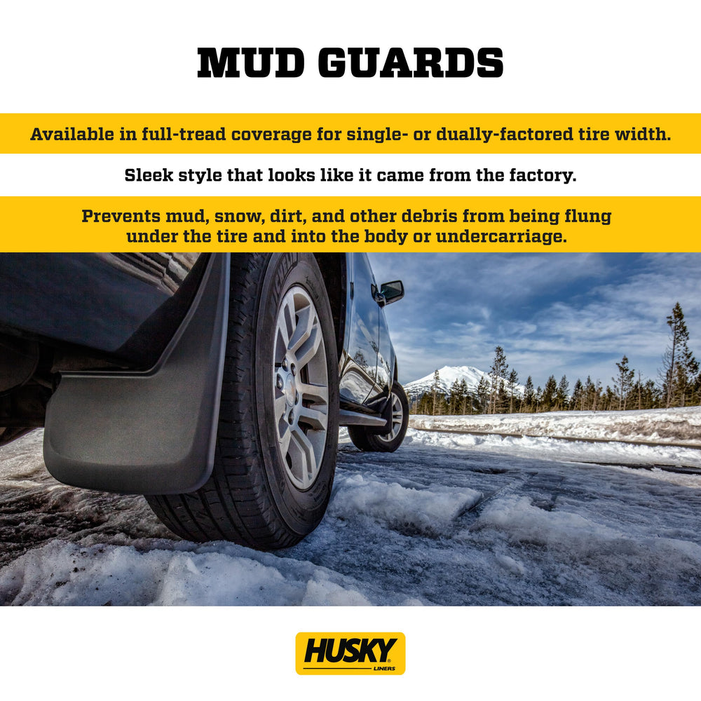 Husky Liners mud guards on Ram 2500 front right provide durable protection.